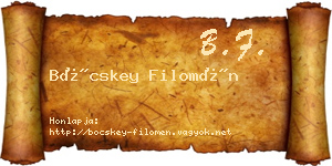 Böcskey Filomén névjegykártya